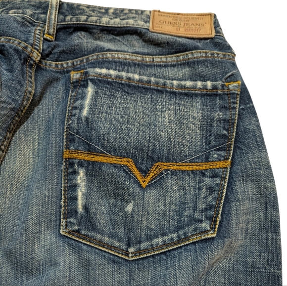 Guess Cliff Bootcut Men's Jeans Relaxed Fit Flap Pocket 36x33 - Picture 3 of 11